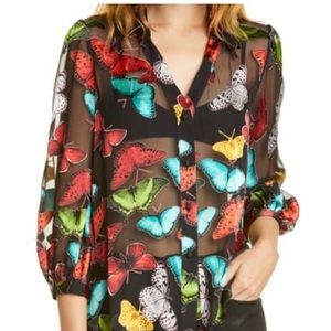 Alice + Olivia butterfly burn out blouse